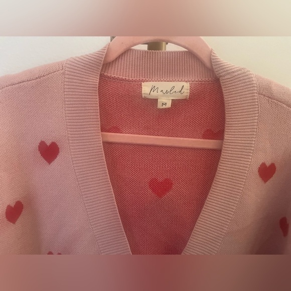 Marled Reunited Clothing Heart Print Cardigan Sweater - Picture 3 of 8